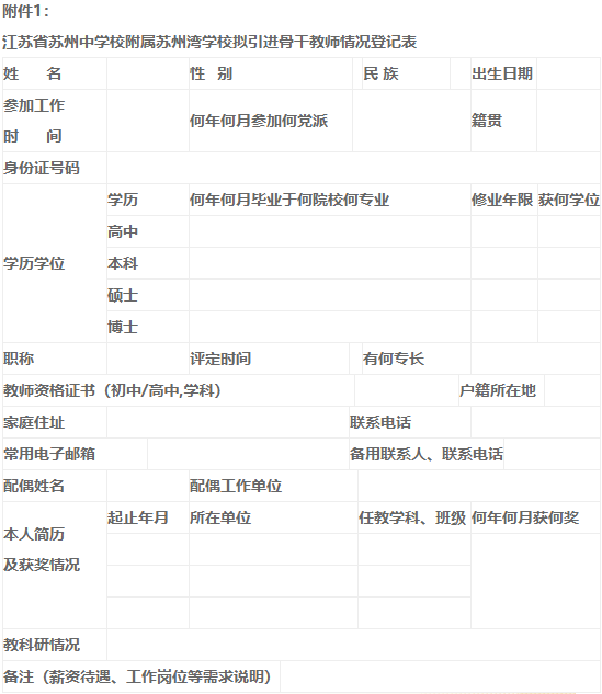 苏州教师招聘：江苏苏州中学校附属苏州湾学校引进教育重点紧缺人才简章